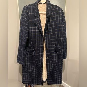 Navy windowpane coat size Medium